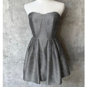 Jill Stuart Strapless Corset Stripe Fit and Flare Mini Dress Cocktail Party sz 2